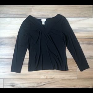 Talbots Black V Neck Long Sleeve Size Large